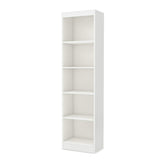 5-Shelf Narrow White Wood Bookcase Storage Shelves
